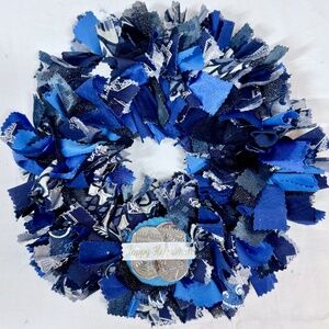 HANUKKAH RAG WREATH 10" HANDCRAFTED DOOR WALL DECOR CANDLE RING 1 OF A KIND GIFT